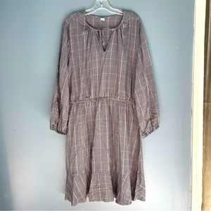 NWT Old Navy Black, White, & Pink Stripe Long Sleeve Dress Size Extra Large